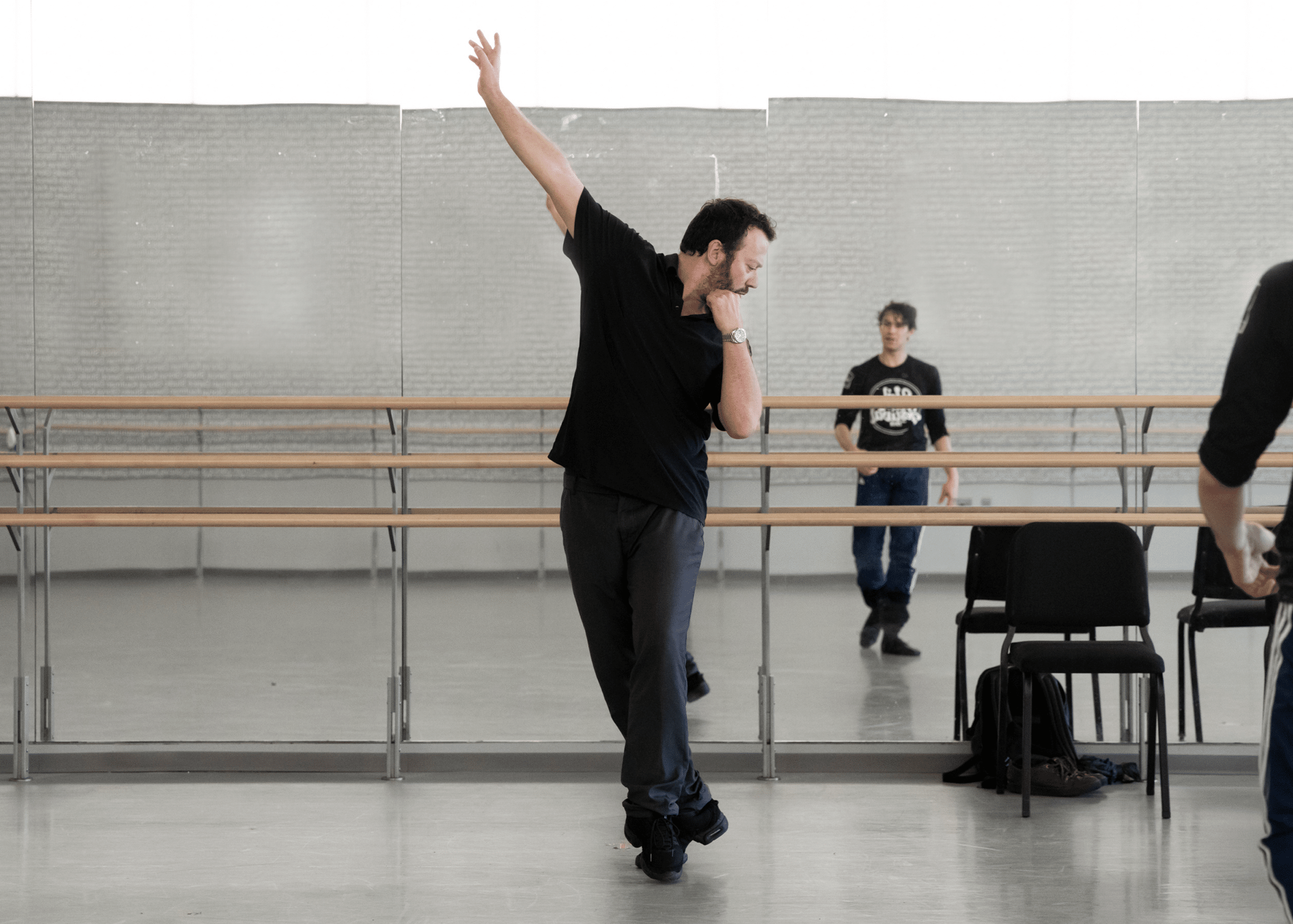 Alexei Ratmansky coaches Roman Mejia ahead of the 2019 Vail Dance Festival. Photo by Erin Baiano.